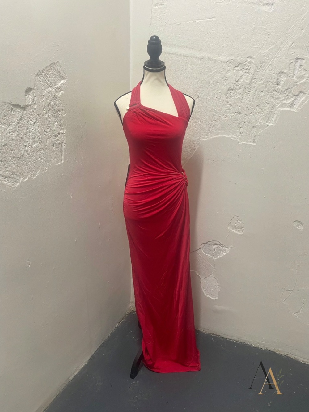 NWT Marciano Rebelle Red Asymmetric Hardware Jersey Gown Dress Sz S